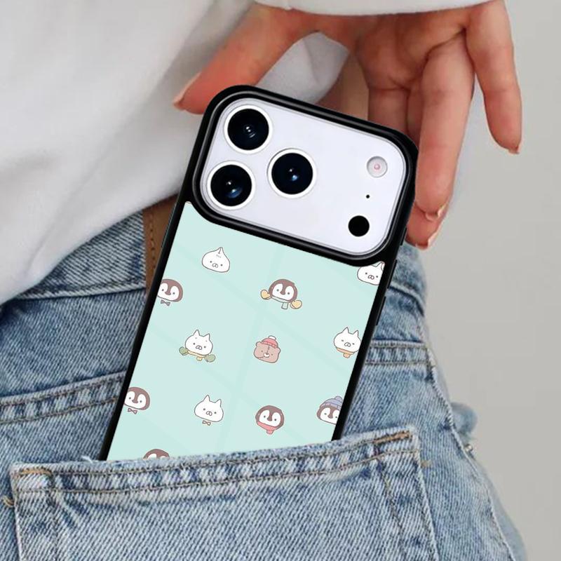 Cute Penguin Pattern Phone Case for iPhone 16e 15 14 13 12 17 Pro Max Plus Air 17pro Cover Coque