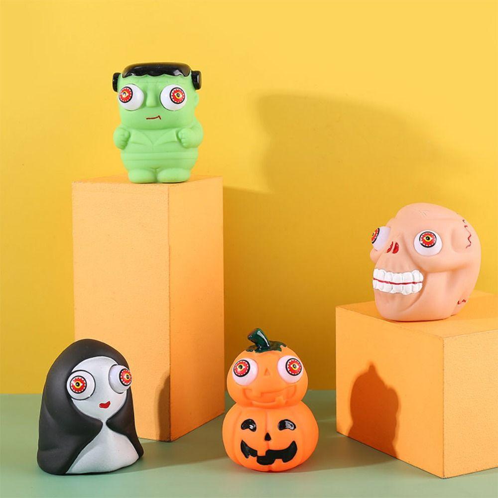 Relief Stress Pumpkin Ghost Head Squeeze toy Slow Rebound Halloween Eye-popping Toy   Children Toys