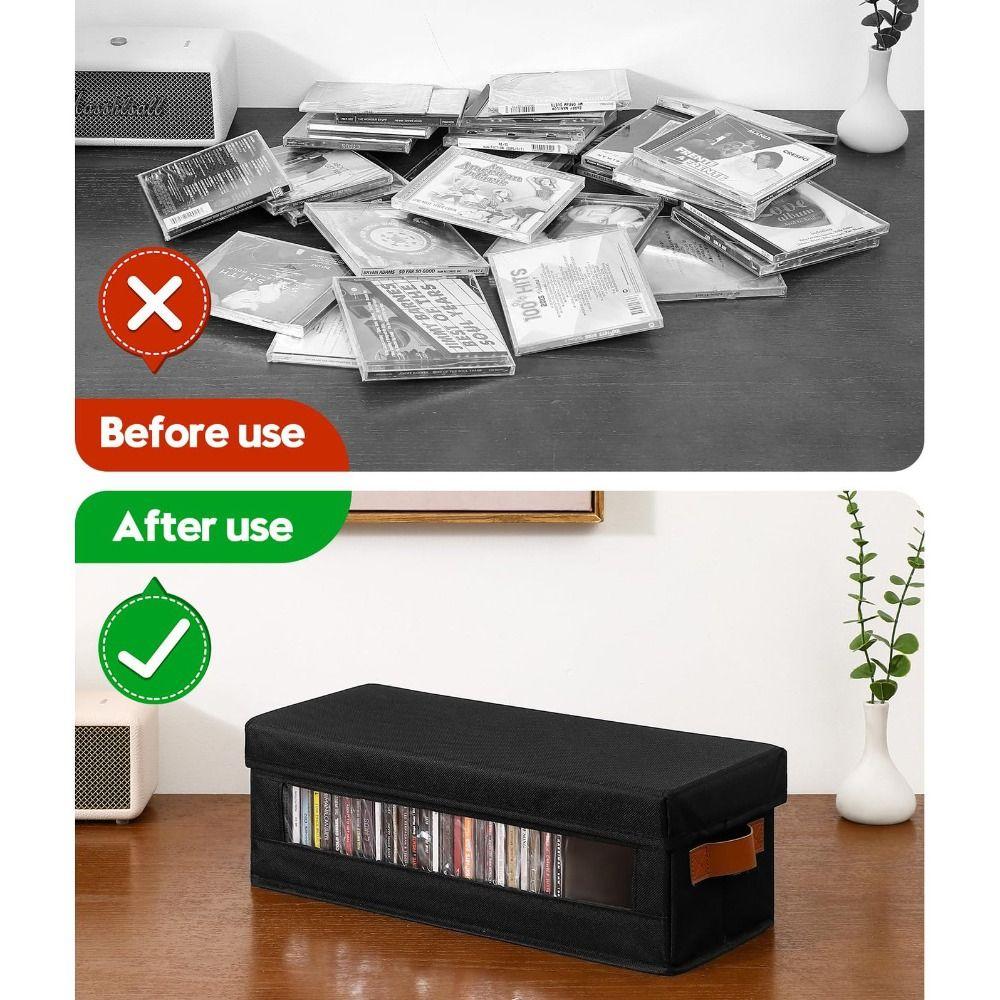 Visible Window Stackable CD Case with Handles CD Holder Premium CD Storage Box  Audio Collection