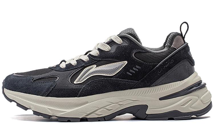 Li Ning Beicheng Амортизирующие Скользкие Устойчивые к истиранию Поддерживающие Низкие Массивные Кроссовки Мужские Черно-серые AGCT425-3 45