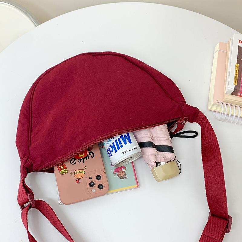 Solid Color Dumpling Bag Women's New Trendy Dumpling Bag Lightweight Shoulder Canvas Bag Satchel Bag Underarm Bag