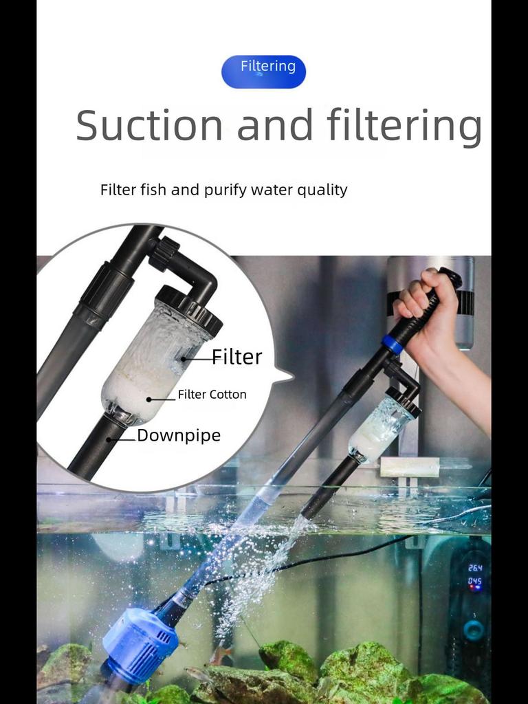 Sensen elektrisk vannveksler og sandvasker: Automatisk akvarierenser for vannpumping og fjerning av fiskeavfall.