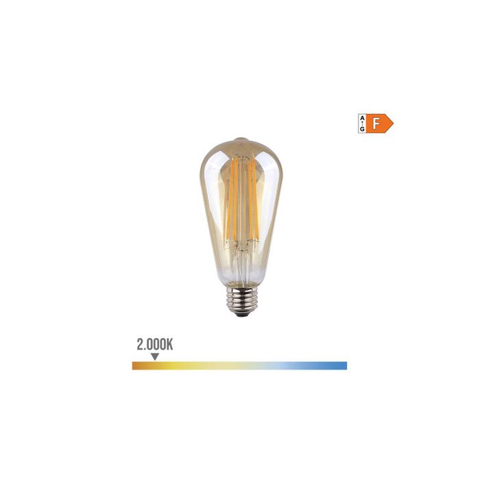 Bombilla LED Ovoide Vintage – Vidrio – E27 – 6W – 560lm – 2000K – 6,4x14,2cm - 98624