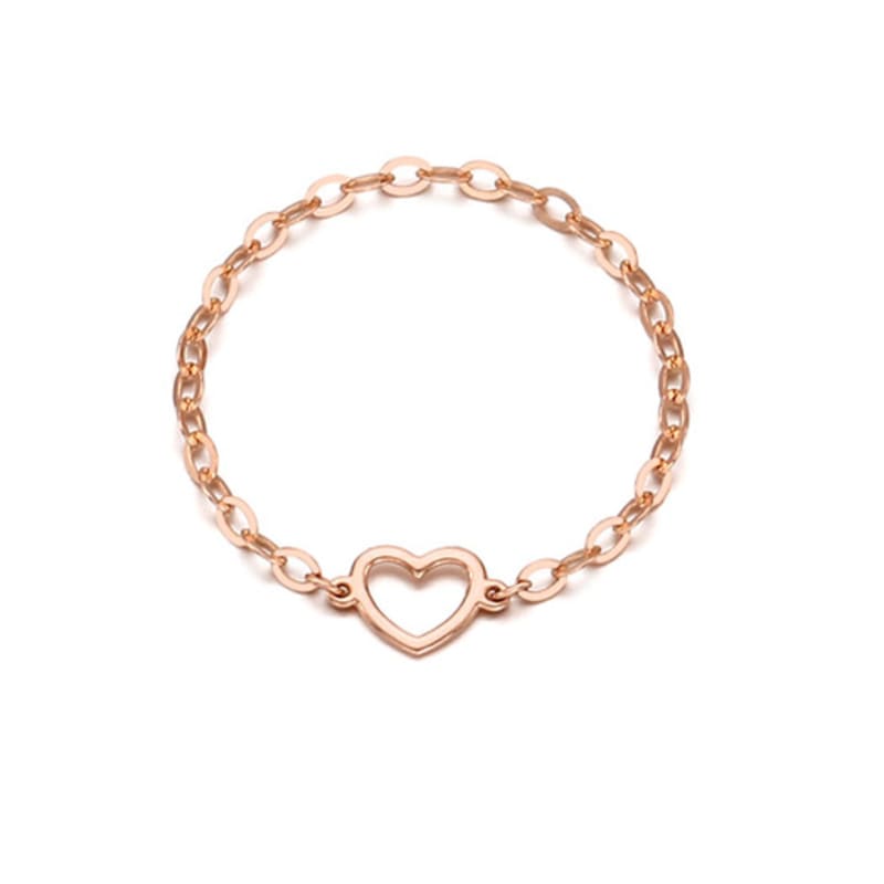 Tirr Lirr 14K Pink Gold Mini Heart Chain Ring TRSK4P20795MX