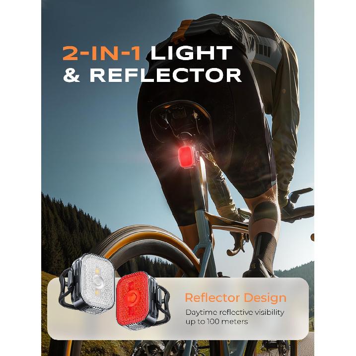 Bike Lights Set With Wide-Angle Reflectors, 8+6 Modes & Ultra-Light Bicycle Lights Powersports Accessory, IP65 Waterproof & Dual USB-C 1-2 Hrs Fast