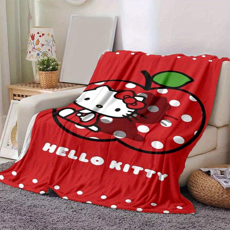 1pc. Hello Kitty Red Polka Dot Apple Design Blanket - Perfect for Home, Office, Outdoor Use, Gift Idea, Suitable for Al