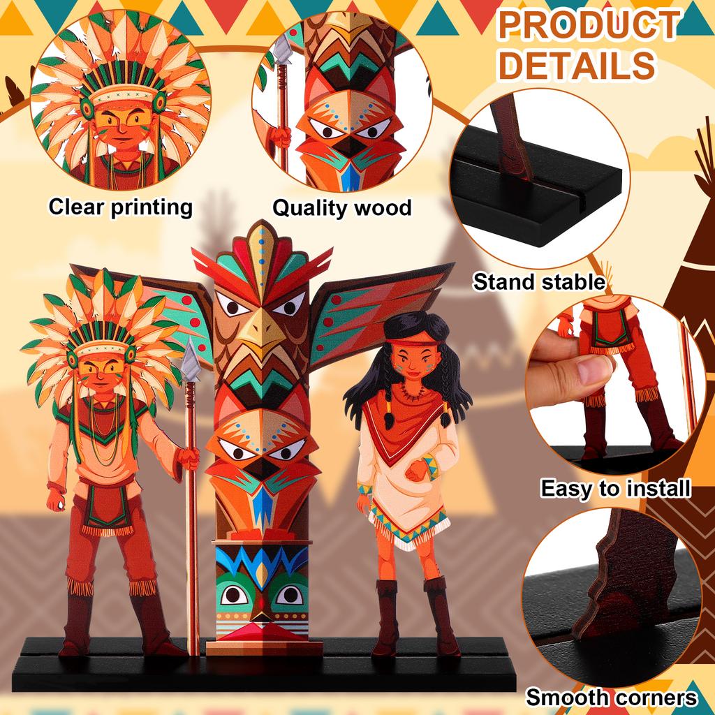 4 Pcs Native American Heritage Month Decorations Table Centerpiece Wooden Sign Table Topper National American Indian History And