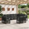 Outdoor Sofa Set Black and Dark Gray Polyester