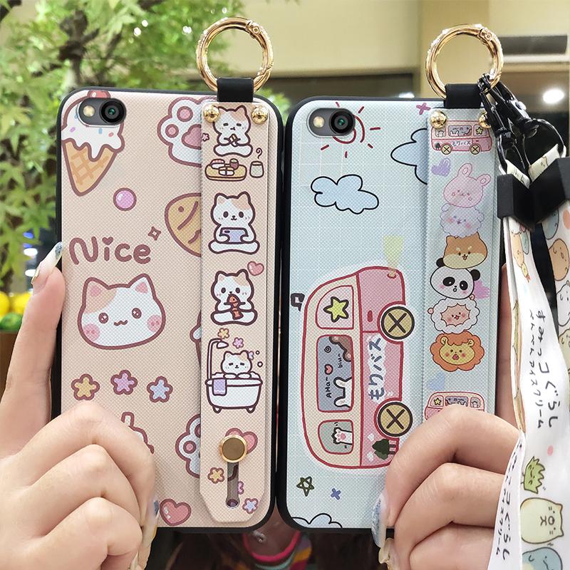 Lanyard Phone Holder Phone Case For Xiaomi Redmi GO Soft case Protective Shockproof Dirt-resistant Wristband Cute Ring