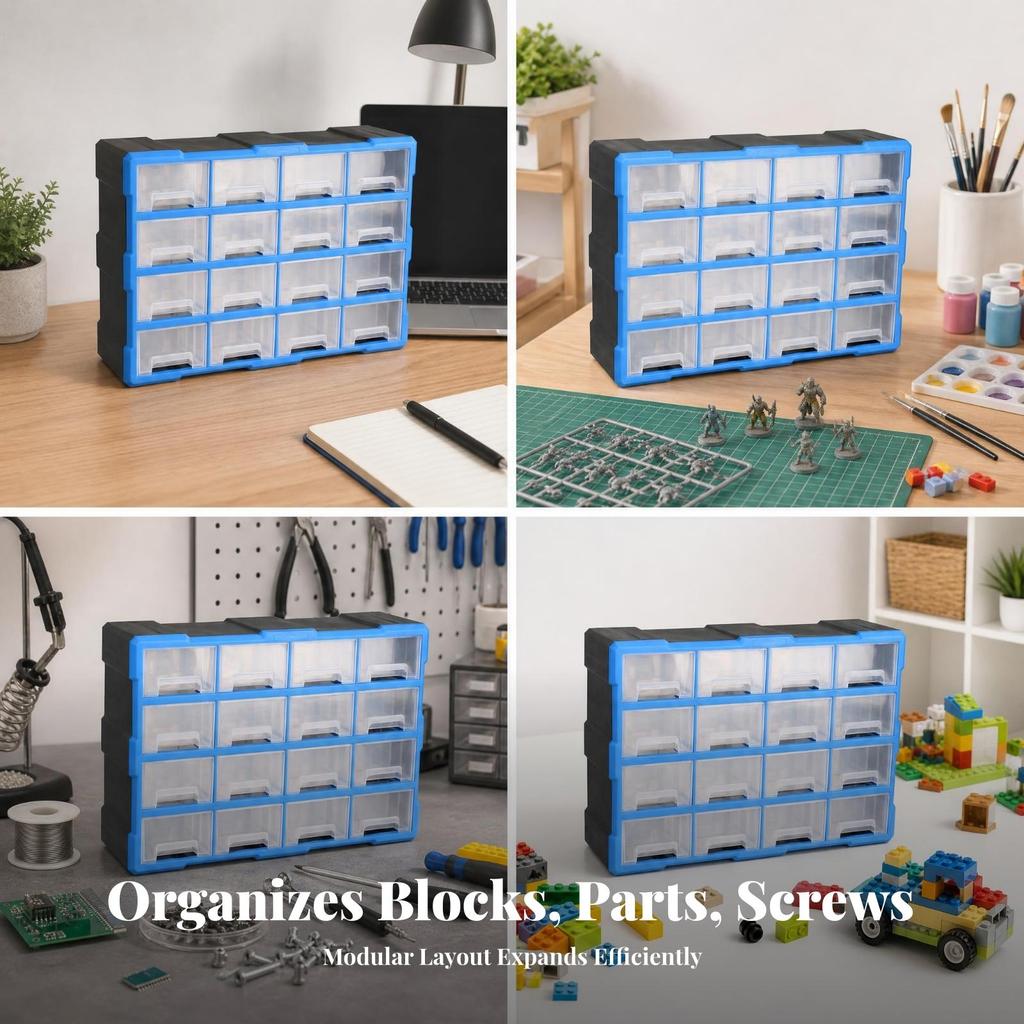 Clear Small Parts Organizer Cabinet Compact Synthetic Drawer