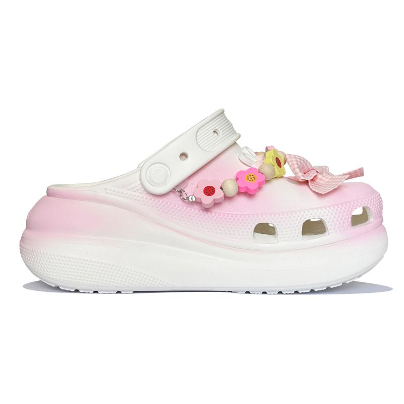 Crocs Crush Clog Kočičí dřeváky ve tvaru srdce Unisex Růžová Bílá