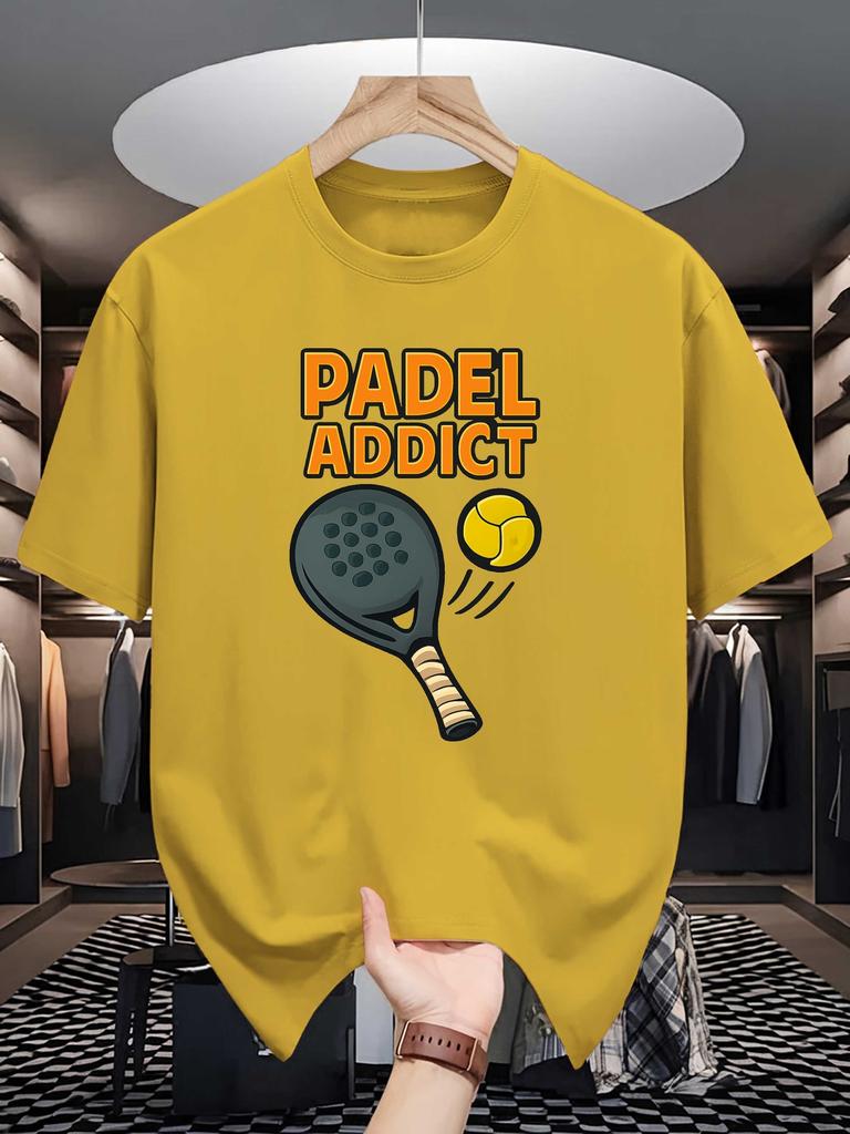 Padel Racket And Ball Graphic Unisexs Crew Neck T Shirt Padel Addict Tennis Print Short Sleeve Casual Cotton Daily Street Tops