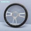 JDM 14" Real Wood Polished Muscle Steering Wheel 5 Bolts Vintage Retro Car Steering Wheel Universal