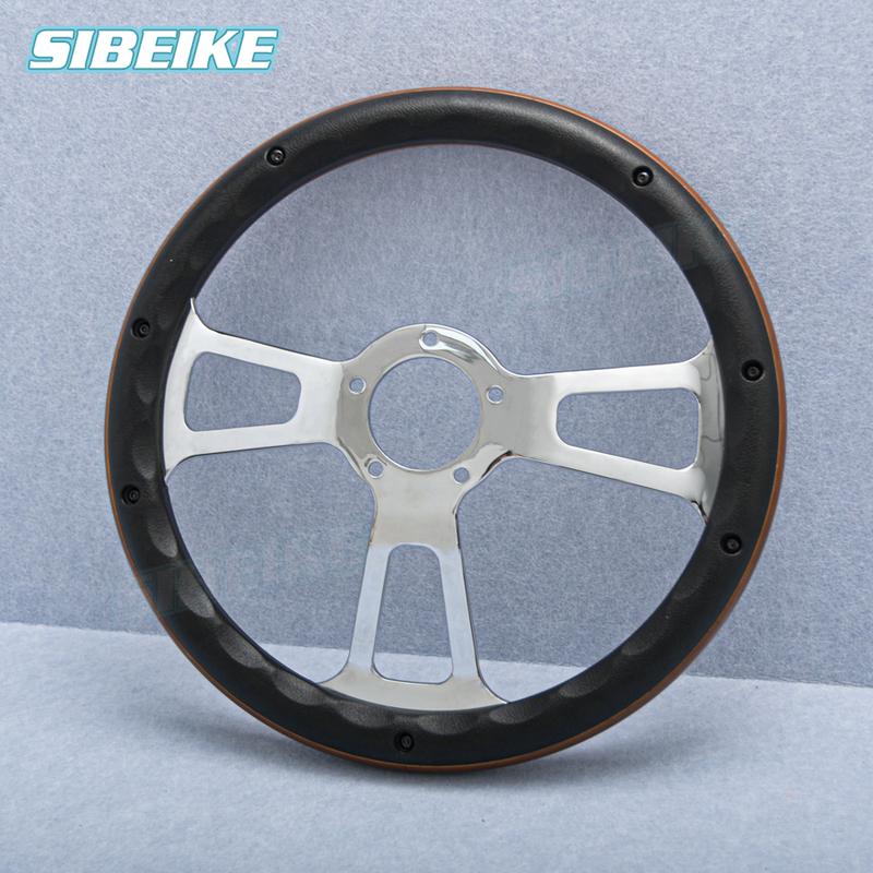 JDM 14" Real Wood Polished Muscle Steering Wheel 5 Bolts Vintage Retro Car Steering Wheel Universal
