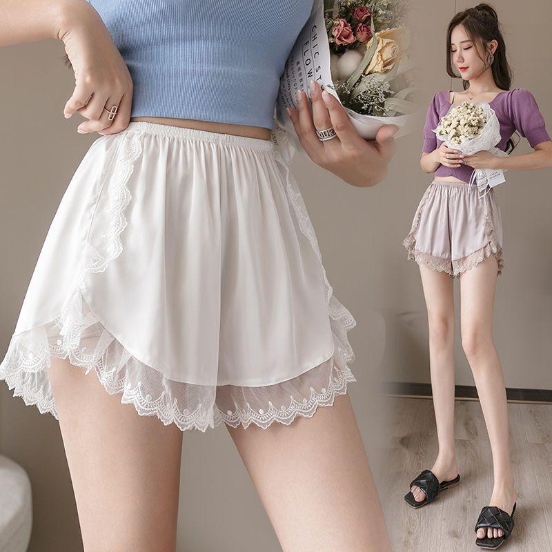 Large Size Black Safety Pants Anti Glare Women's Loose Summer Ice Silk Thin Design Students Can Wear It Outside Base Home Shorts