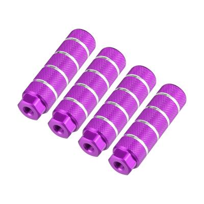 BULLSPANN Zestaw stopni rowerowych z osią aluminiową Uniwersalny pasujący do fioletowych kołków/podnóżków, 4, Stop, Kompatybilny z 3/8", BMX/MTB/Mini rowery,