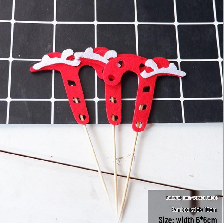 Christmas Decor Set: Card Inserts, Cake Toppers, Cup Garland, Wreath Ornaments, Strawberry Tower, Cartoon Star & Tree Decorations.