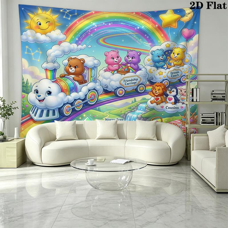 CARE BEARS Wall Tapestry Aesthetic Wall Hanging Printed Fabric Blanket Decorative Tapestries for Bedroom Living Room Home Decor
