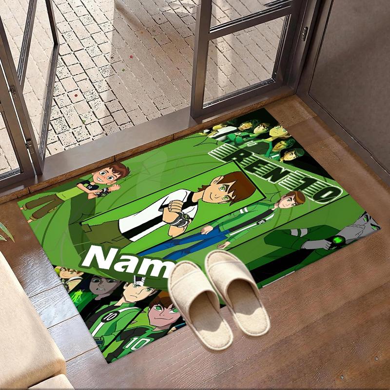 Custom Name Personalized Ben 10 Cartoon Print Carpet, Versatile Home Decor Rug, for Playroom, Apartment, Balcony, Entryway, Hallway Gift