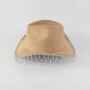 Trendy Cowboy Hat Denims Hat with Sparkling Rhinestones and Fringe Detail for Outdoor Activities Parties Halloween Hat