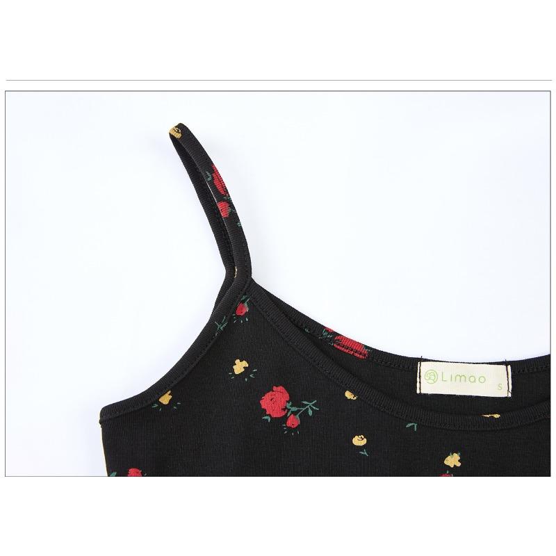 Women's Combed Cotton Printed Camisole Vest Summer Outwear Sexy Hottie Short Inner Sleeveless Tops