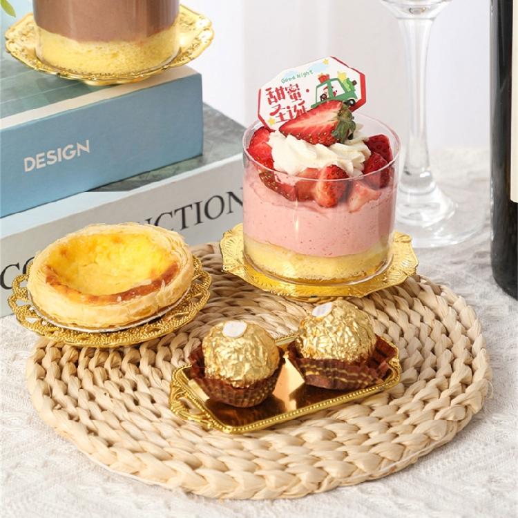 Golden Tray Jewelry Display Plate Kichen Food Fruit Round Stroage Organizers