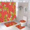 Tiger Shower Curtain Set Tropical Palm Leaf Wildlife Animal Jungle Zebra Leopard Bathroom Curtains Rug Bath Mat Lid Toilet Cover