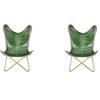 2 Вінтажне зелене шкіряне крісло-метелик ручної роботи Relax Arm Chair Офісне крісло.