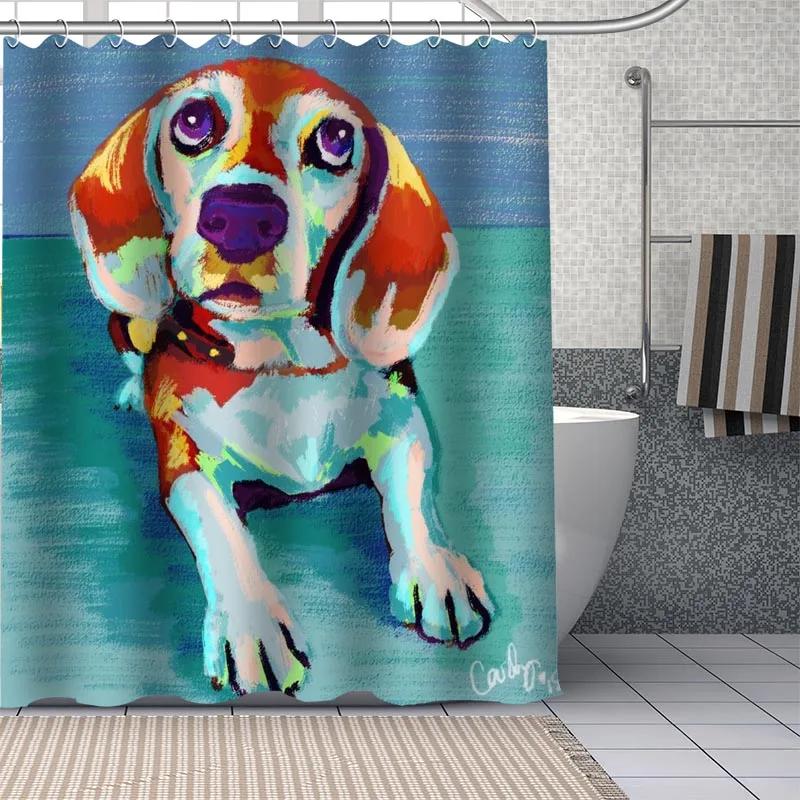 Dachshund Custom Pattern Polyester Bath Curtain Waterproof Shower Curtains Geometric Bath Screen Printed Curtain For Bathroom