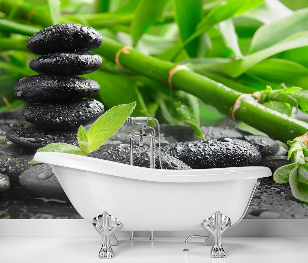 Wallpaper Bamboo Zen Stones