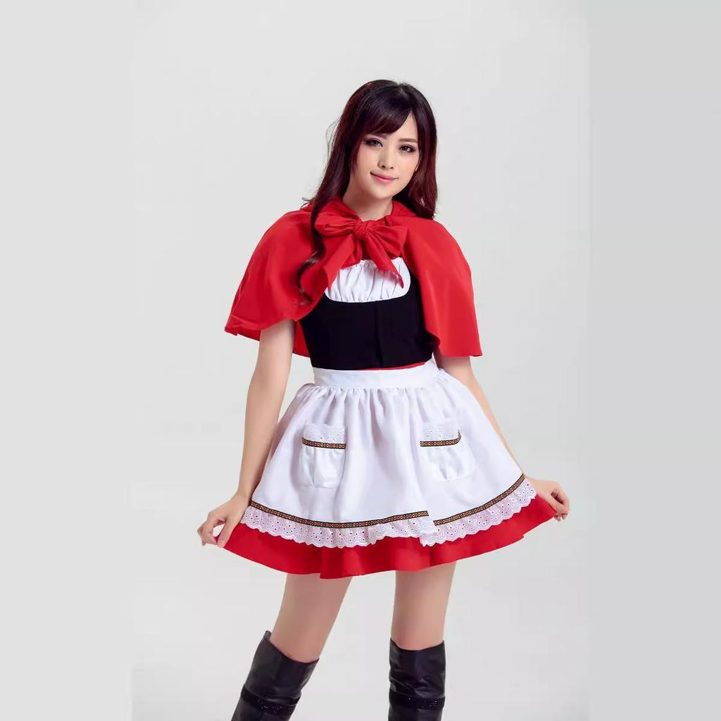 Halloween Red Riding Hood Costume for Women Anime Party Cosplay Maid Outfit Fancy Dress Uniform
