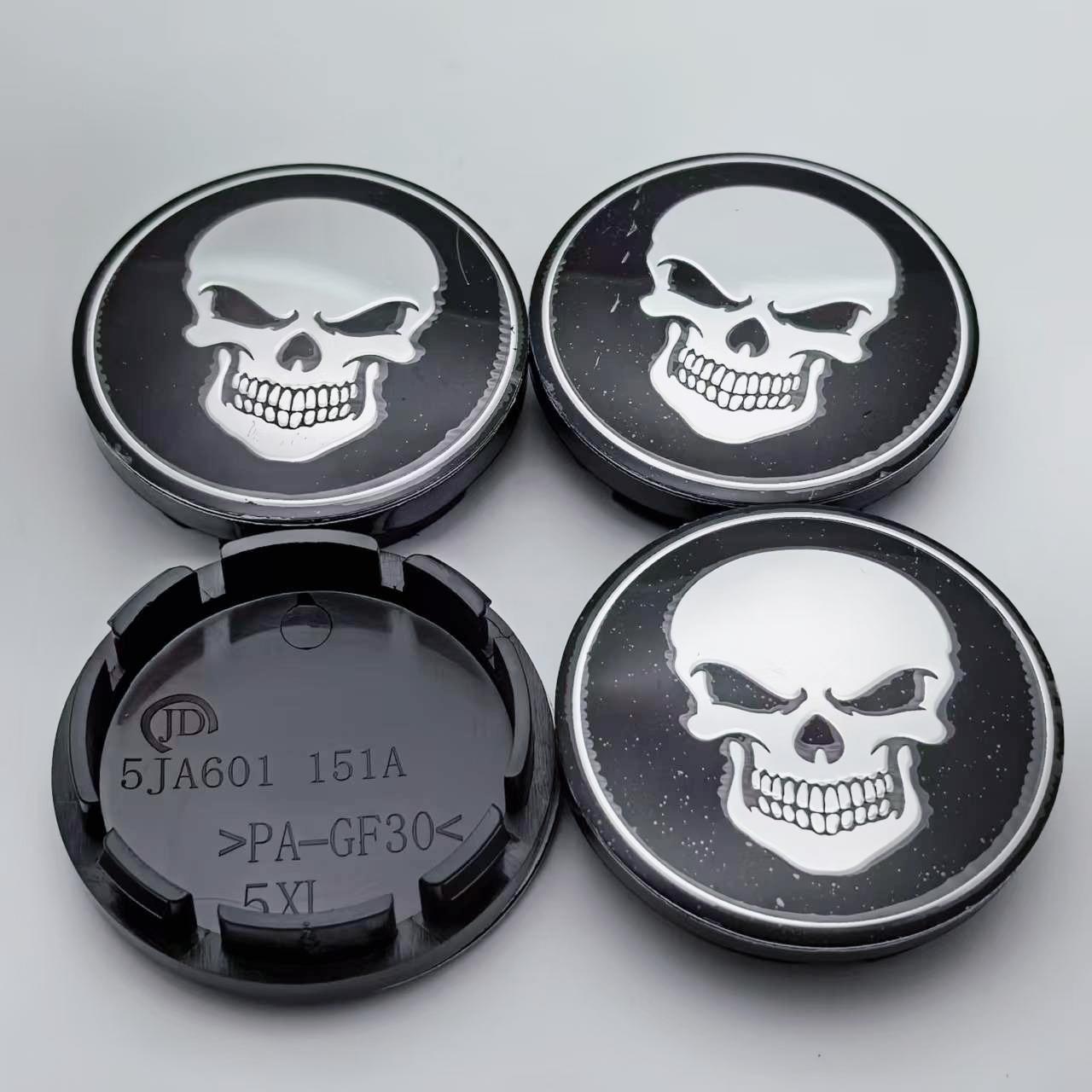 

4pcs 56MM ( 51MM I.D) Skull Logo Emblem Car Wheel Center Caps Styling Accessories for Rim Wheels Hub Hubcaps Cover Badge Replace 4pcs Wheel Cap