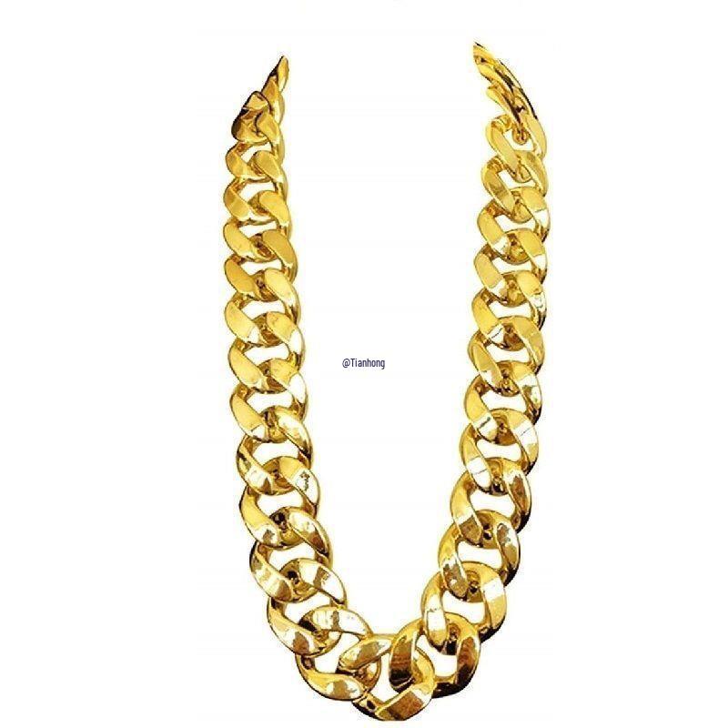 Kids Hip Hop Dance Necklace: Fun Gold Chain for Boys & Girls, Perfect for Jazz Dance & Trendy Outfits