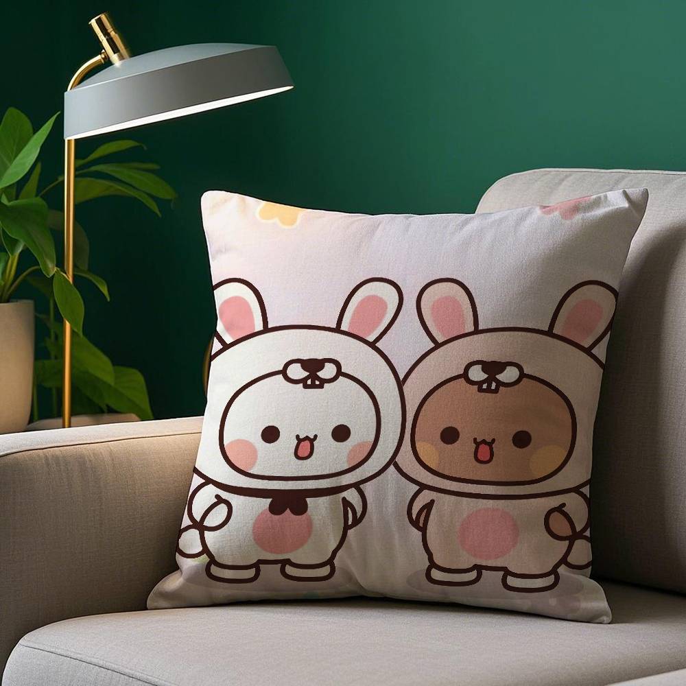 Kawaii Cartoon Bubu Dudu Pillow Case Plush Fabric Soft Pillowcase Double Sided Print Sofa Cushion Cover Throw