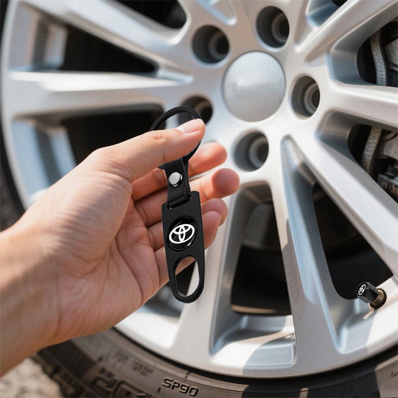 Car Wheel Tire Valve Stems Cap With Keychain Keyring For Toyota Chr Corolla Camry Rav4 Yaris Hilux Prius Avensis Auris Prado