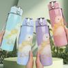 1PC White Bow Duck Cartoon 750ml Color Plastic Sports Water Bottle Leakproof Flip Straw Lid Suitable for Sports Office Home Use