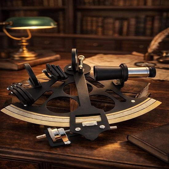 Латунный Морской Секстант Ручной Работы из Цельной Латуни с Деревянным Футляром Декоративный Морской Подарок для Дома, Офиса