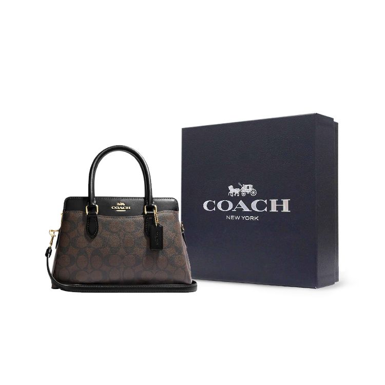 Coach Darcie 26 Zipper Closure Monogram Print Coated Canvas And Smooth Leather Mini Shoulder Crossbody Handbag Women handbag Black CH174-IMAA8