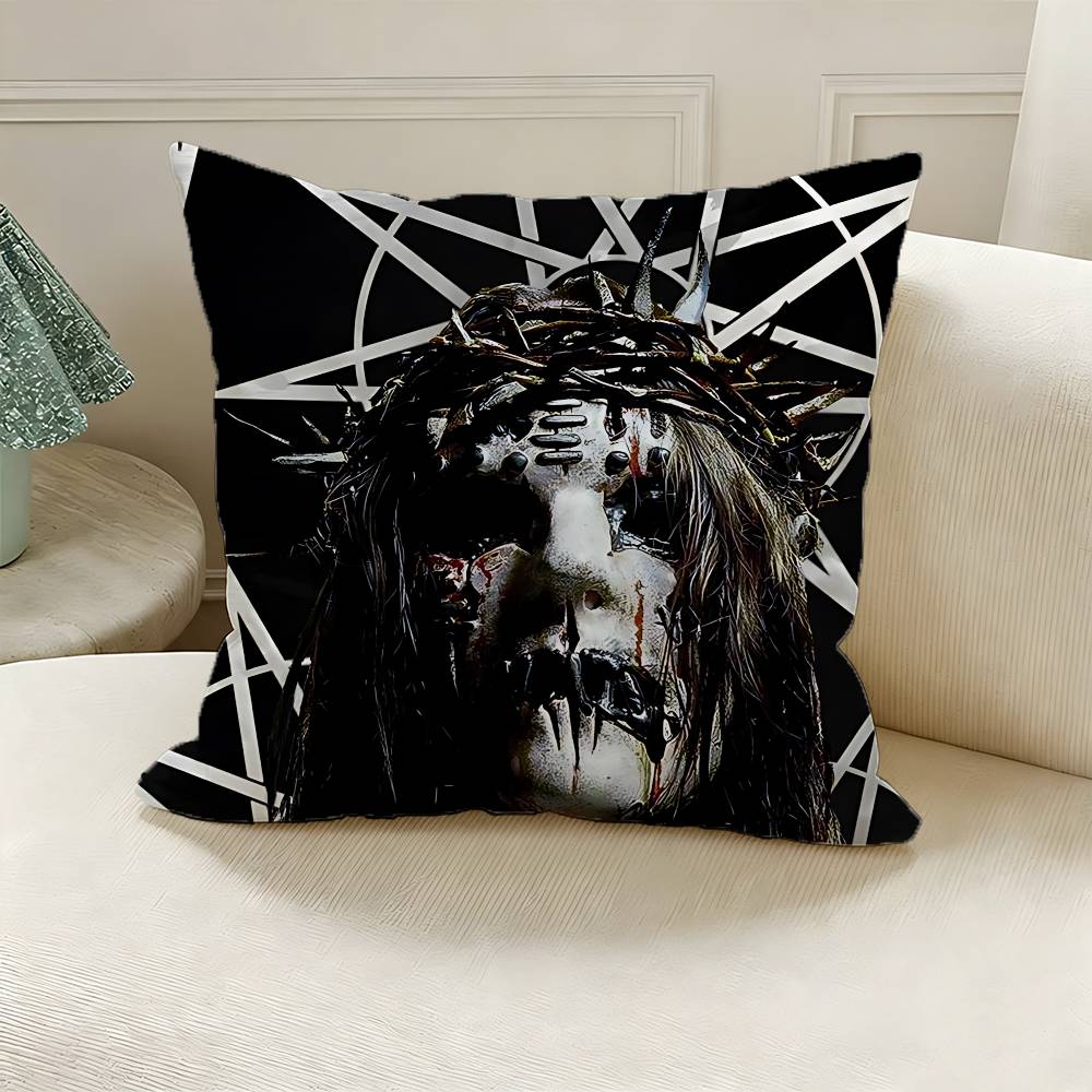 S-slipknot Polyester Printed Pillow Cover Square 30 35 40 45 50 55 cm Soft for Sofa Bed Car Home Decor