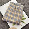 Teplé plyšové kalhoty Tlustý kostkovaný Dámské Zimní Ležérní Volné široké kalhoty Korejské Streetwear Rovné kalhoty