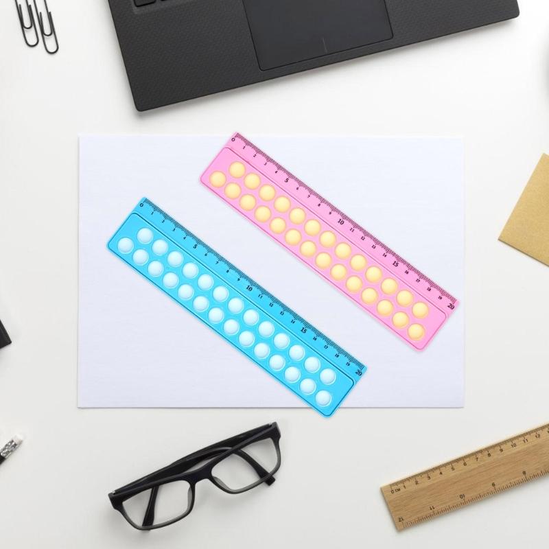2Pieces Multifunction Ruler Novelty Drawing Ruler Measuring Tool Decompression Toy Ruler for Students Office Workers