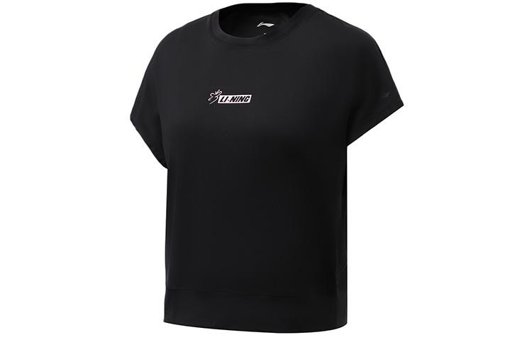 Li Ning T Shirts Women s Black Crew Neck Moderate ATSR338-4 S
