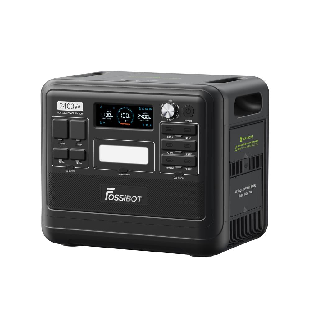 FOSSiBOT F2400 Portable Power Station - 2400W Output - 2048Wh LiFePO4 Battery - 13 Output Ports - 1.5-2 Hours Fast Charging