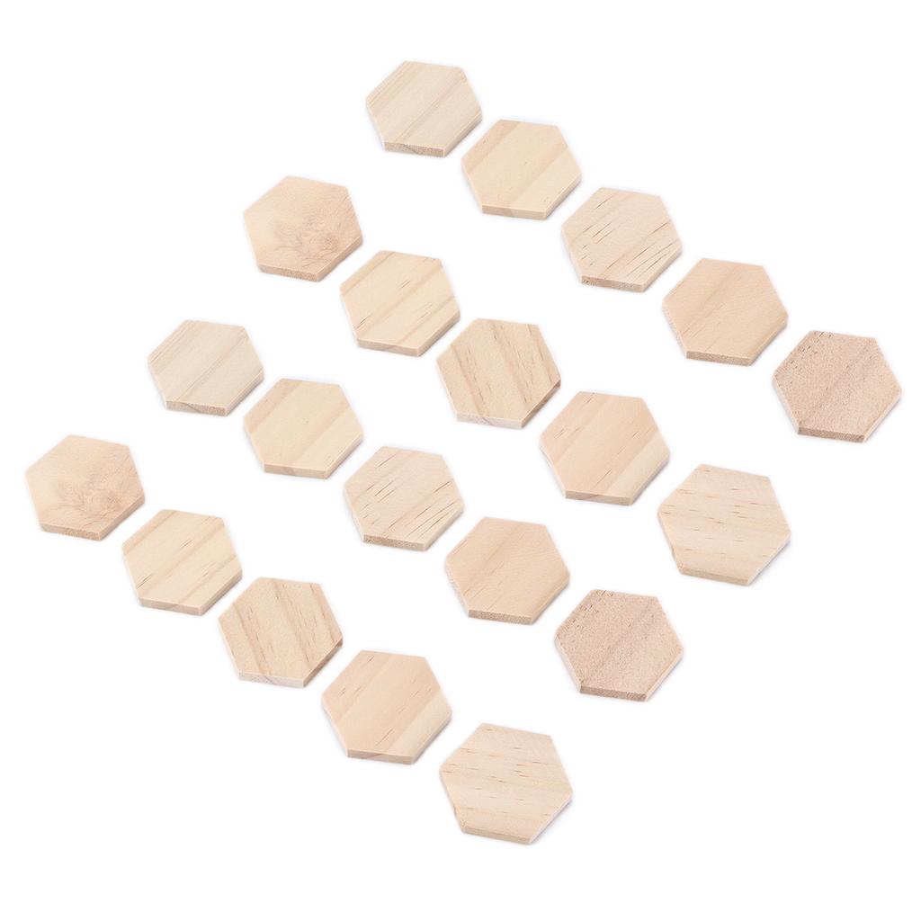 25Pcs Hex Wood Chips 38mm Blank Unfinished Wooden Cutouts Slices for DIY Decorations Crafts