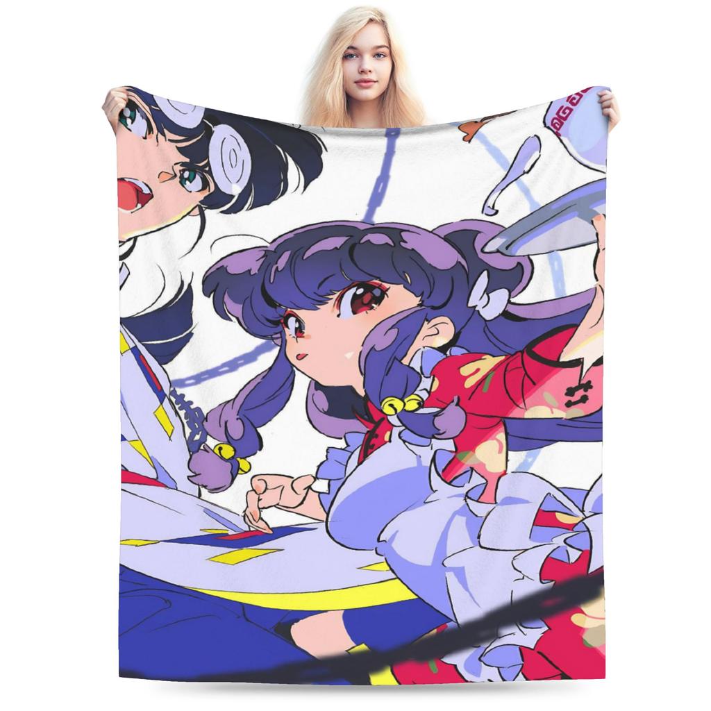 Ranma 1/2 Shampoo Manga Blankets  Wool Funny Warm Throw Blankets for Bedding Lounge  Winter