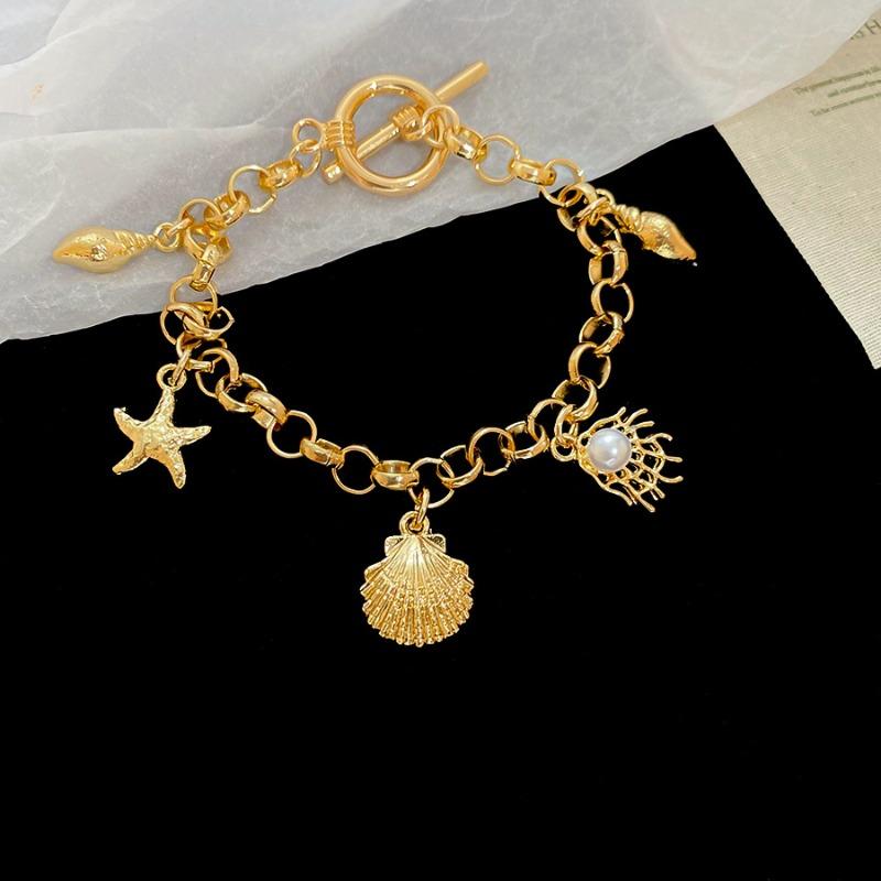 Stainless steel shell starfish coral love pendant bracelet seaside vacation wind bracelet niche design necklace jewelry women