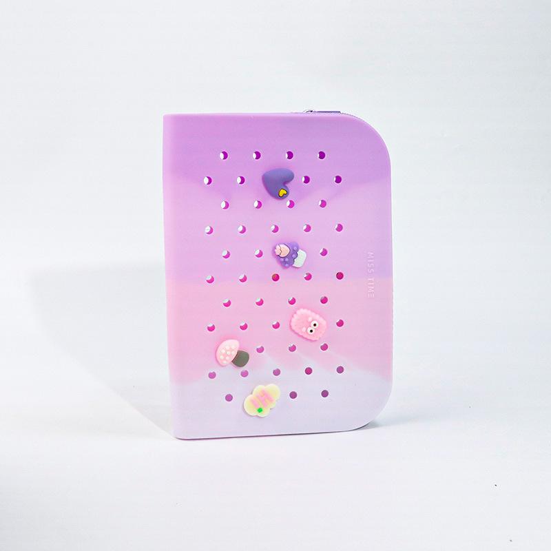 DIY silicone hole pencil bag, student creative cute pencil bag learning stationery storage bag stationery box