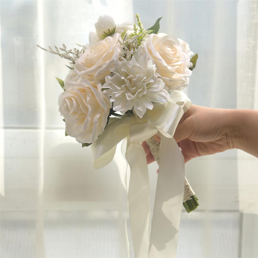 Bridal Bouquets Artificial Rose Flower Wedding Bridal Bouquets for Wedding Ceremony Decorations Party Table Centerpieces