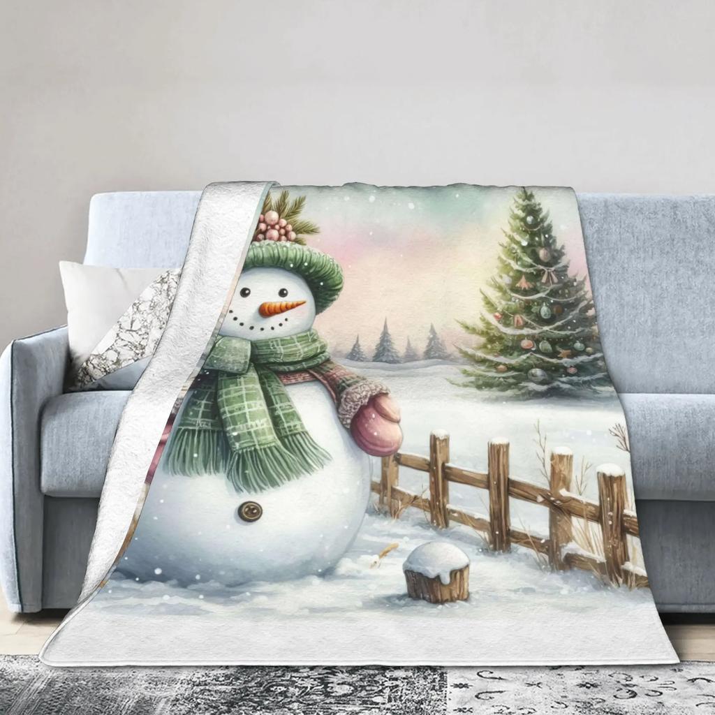 Soft Warm Flannel Blanket for Kids Boys Girls  Airplane Christmas Snowman Design  Perfect for Travel Bed Sofa Living Room