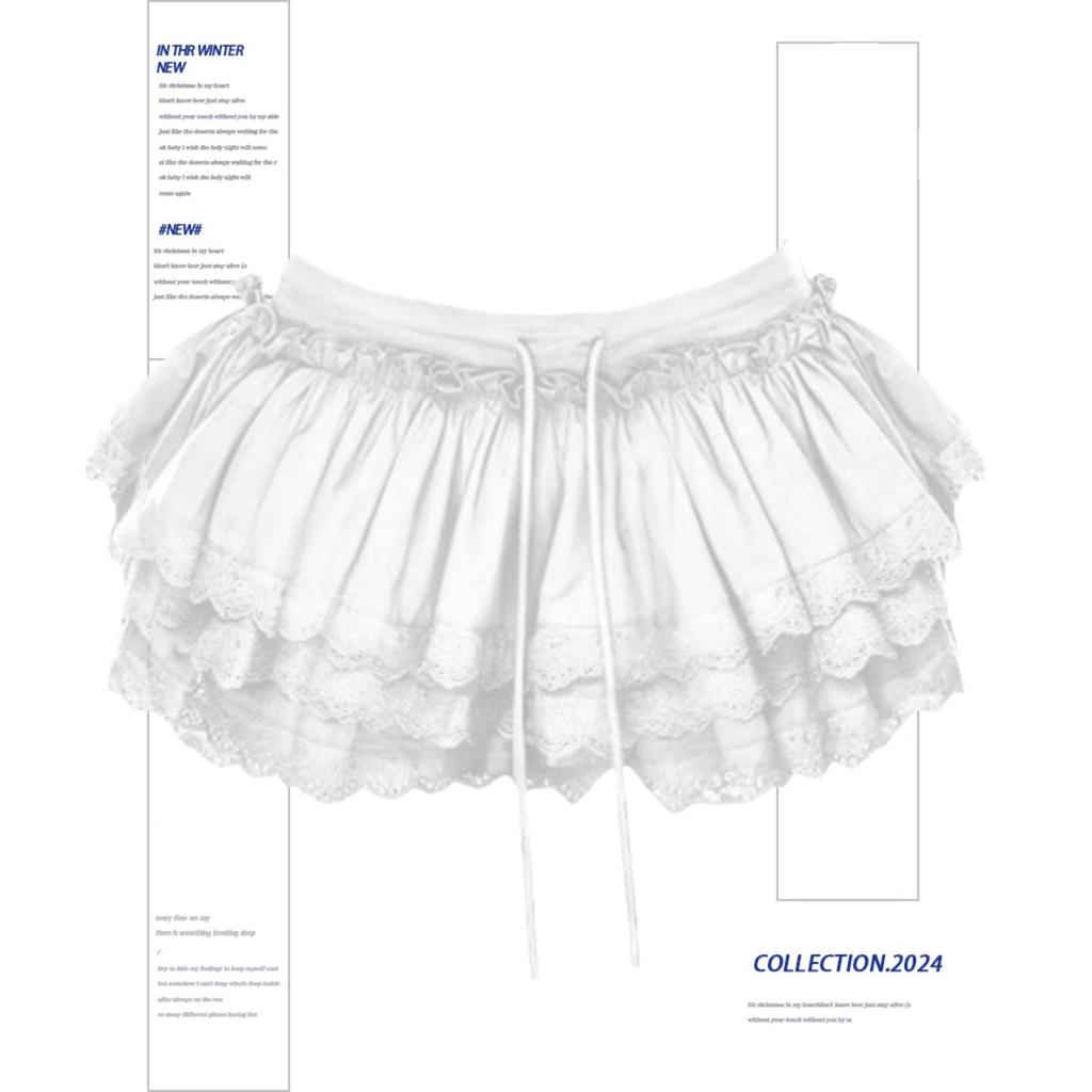 Ballet Girl-style Burgundy Cake Skirt Lace Spliced Half-body New Puffy Miniskirt Pants